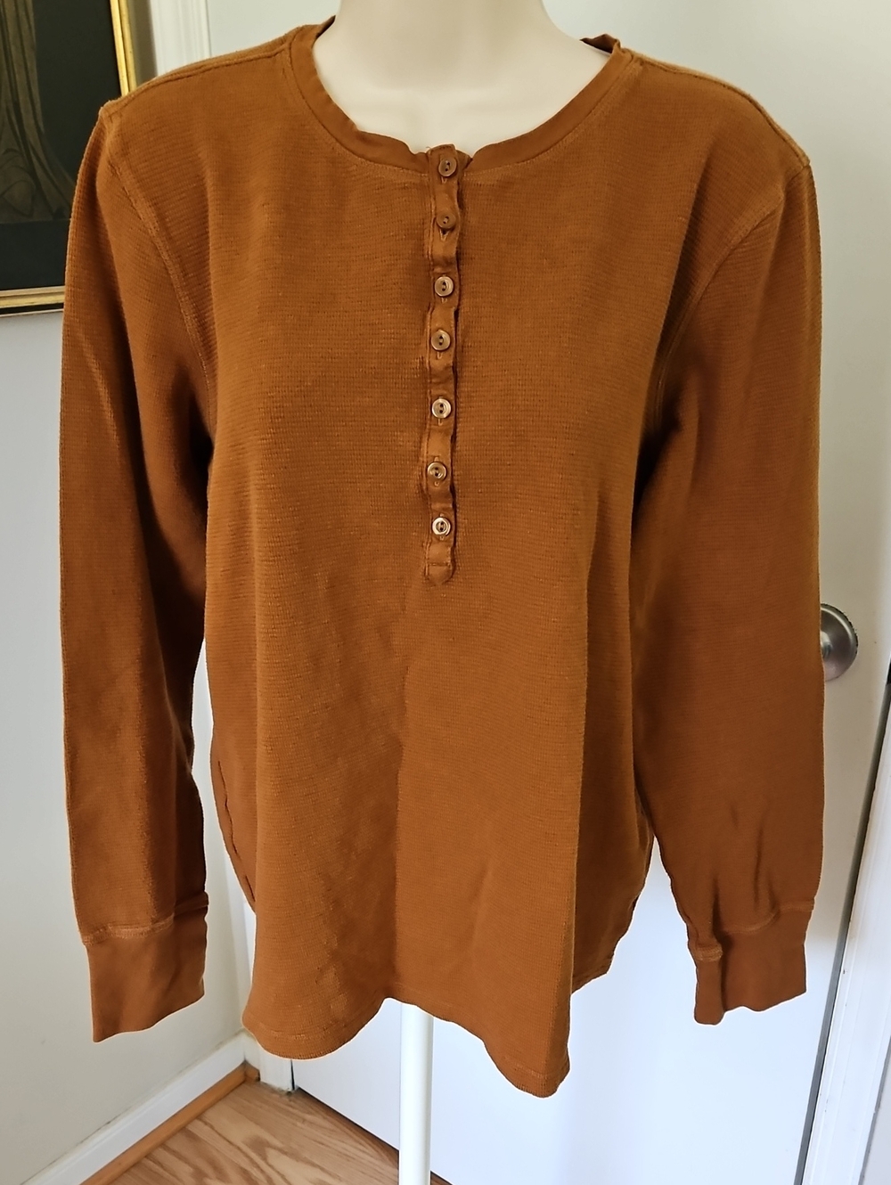 LL Bean Brown Henley Size XL